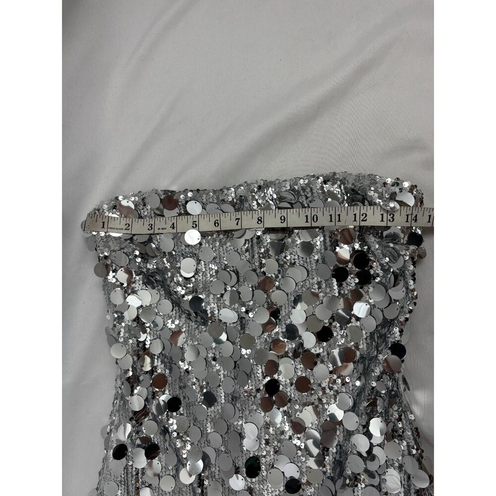 Strapless Silver Sequin Mini Dress - Picture 10 of 11